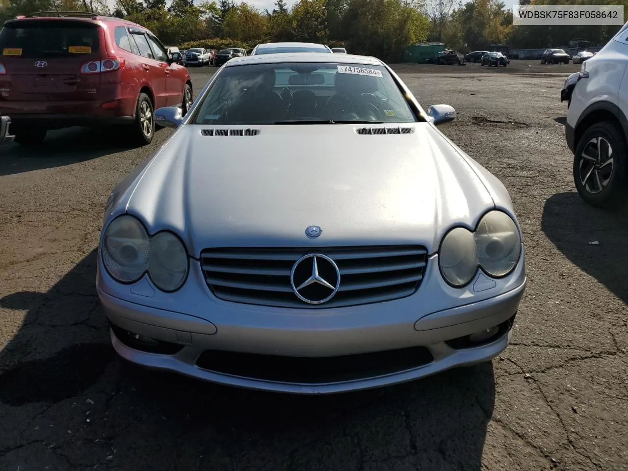 2003 Mercedes-Benz Sl 500R VIN: WDBSK75F83F058642 Lot: 74756584