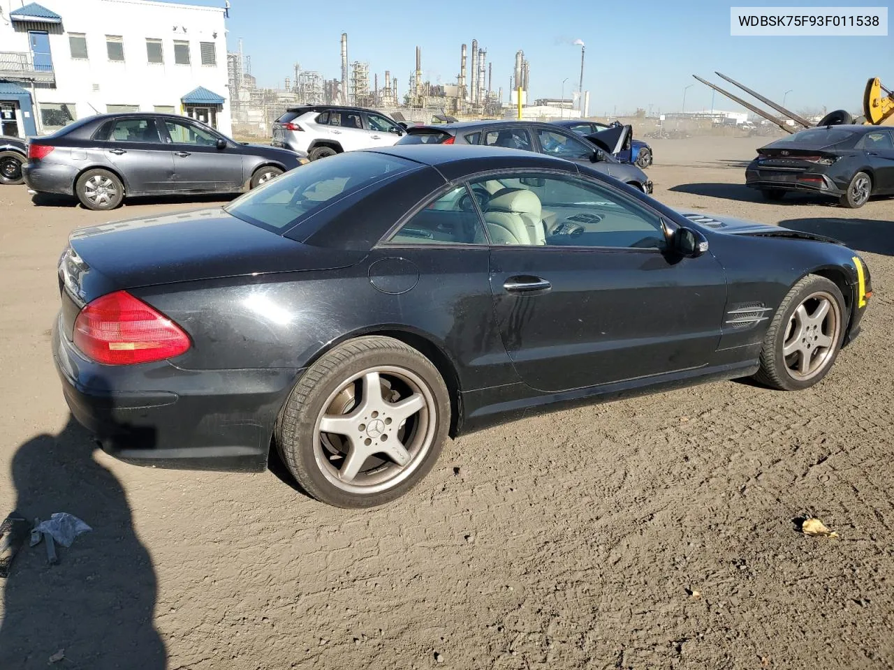 2003 Mercedes-Benz Sl 500R VIN: WDBSK75F93F011538 Lot: 78068004