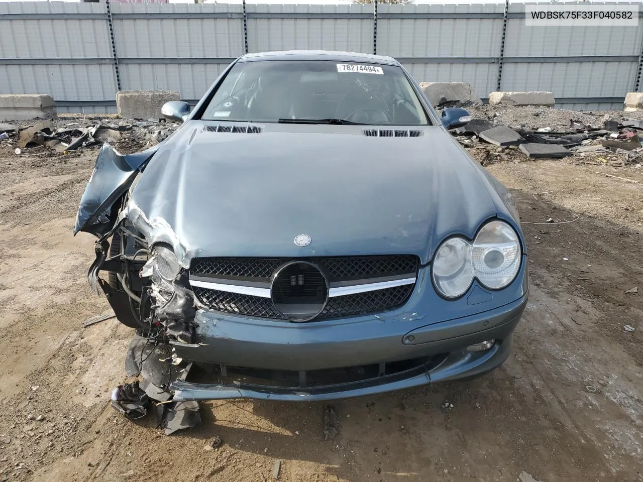 2003 Mercedes-Benz Sl 500R VIN: WDBSK75F33F040582 Lot: 78274494