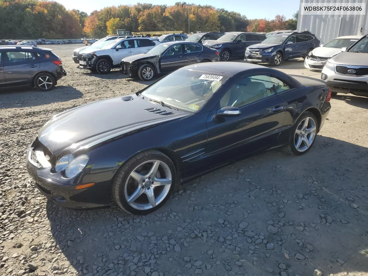 2004 Mercedes-Benz Sl 500 VIN: WDBSK75F24F063806 Lot: 75820494