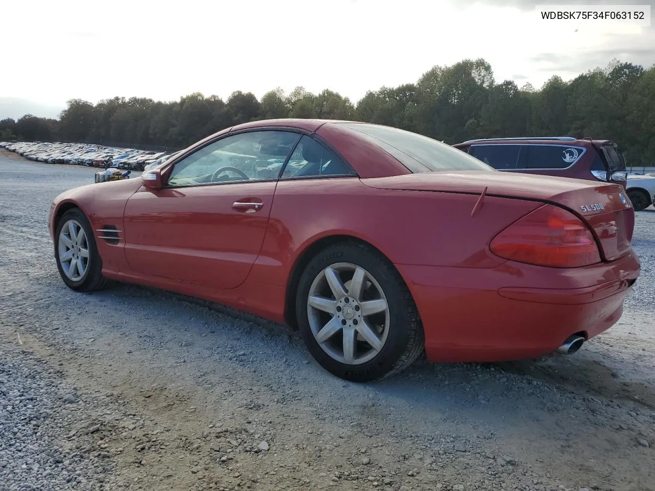 2004 Mercedes-Benz Sl 500 VIN: WDBSK75F34F063152 Lot: 76392184