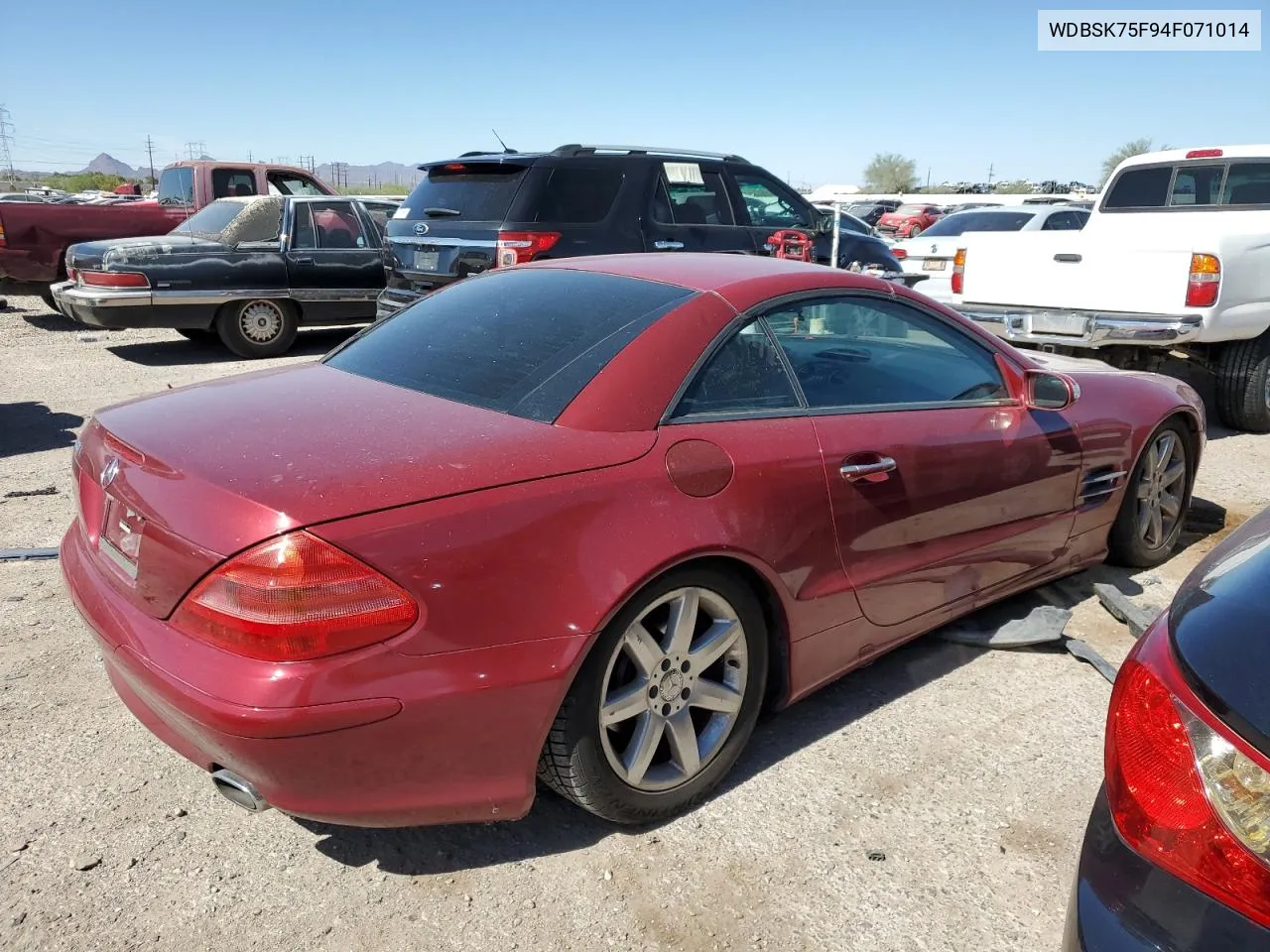 2004 Mercedes-Benz Sl 500 VIN: WDBSK75F94F071014 Lot: 76405944