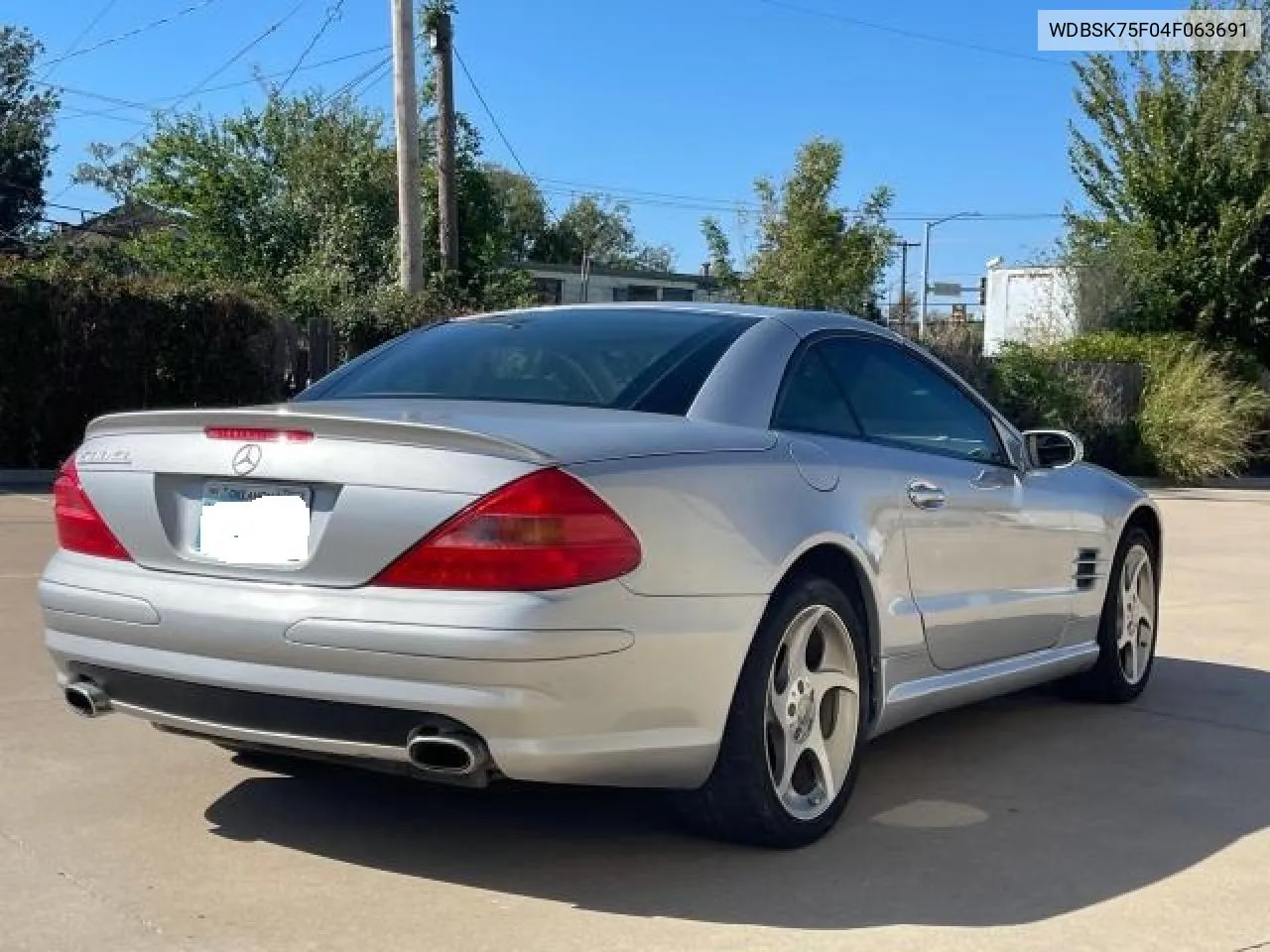 2004 Mercedes-Benz Sl 500 VIN: WDBSK75F04F063691 Lot: 76593954