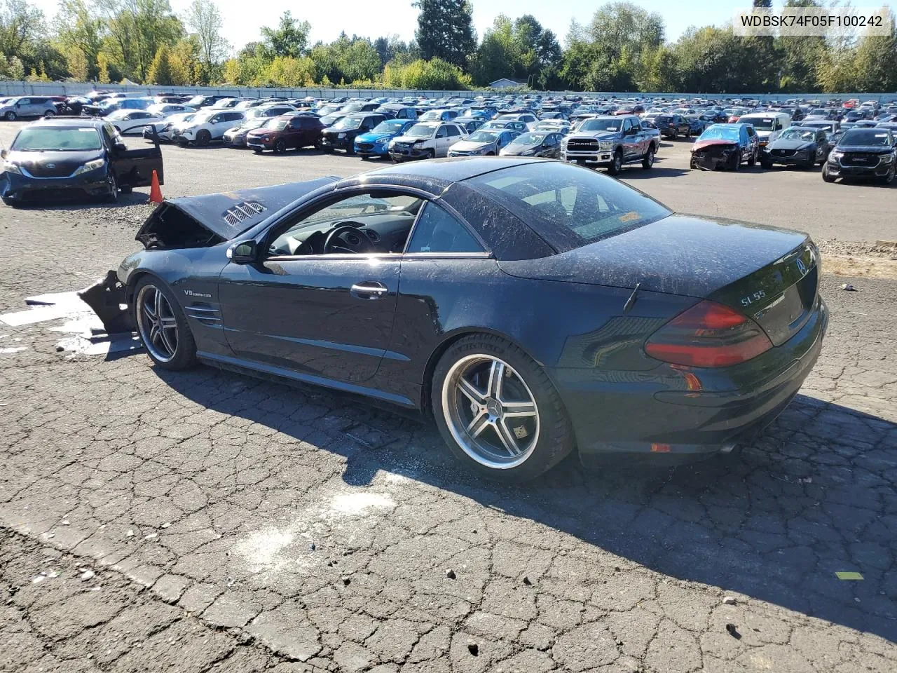 2005 Mercedes-Benz Sl 55 Amg VIN: WDBSK74F05F100242 Lot: 74616454