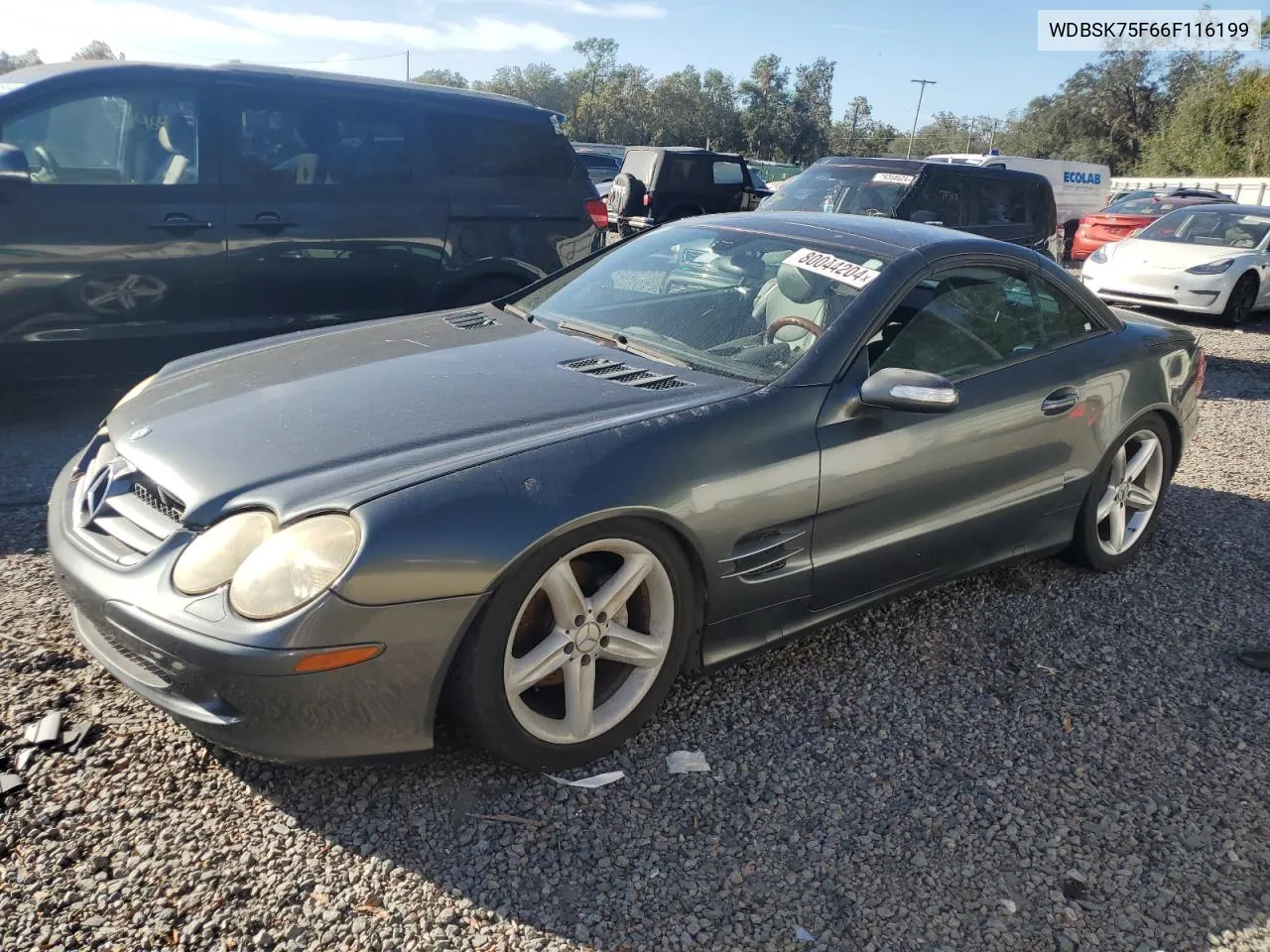 2006 Mercedes-Benz Sl 500 VIN: WDBSK75F66F116199 Lot: 80044204