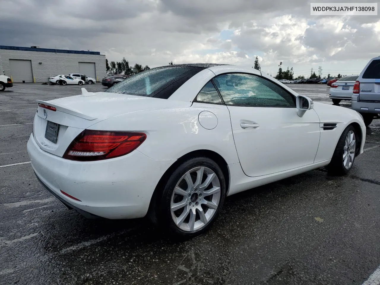 2017 Mercedes-Benz Slc 300 VIN: WDDPK3JA7HF138098 Lot: 80947304