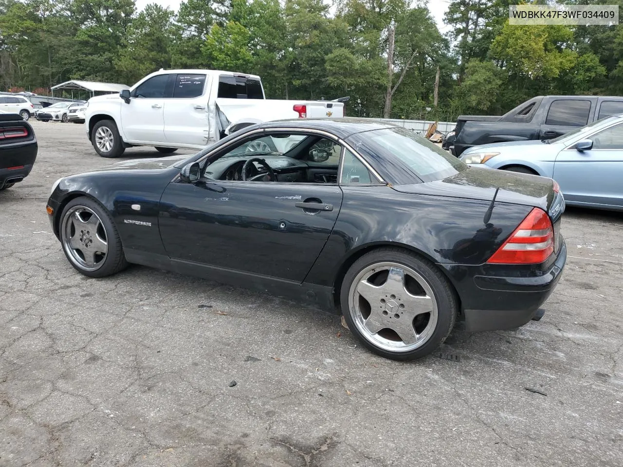 1998 Mercedes-Benz Slk 230 Kompressor VIN: WDBKK47F3WF034409 Lot: 71972994