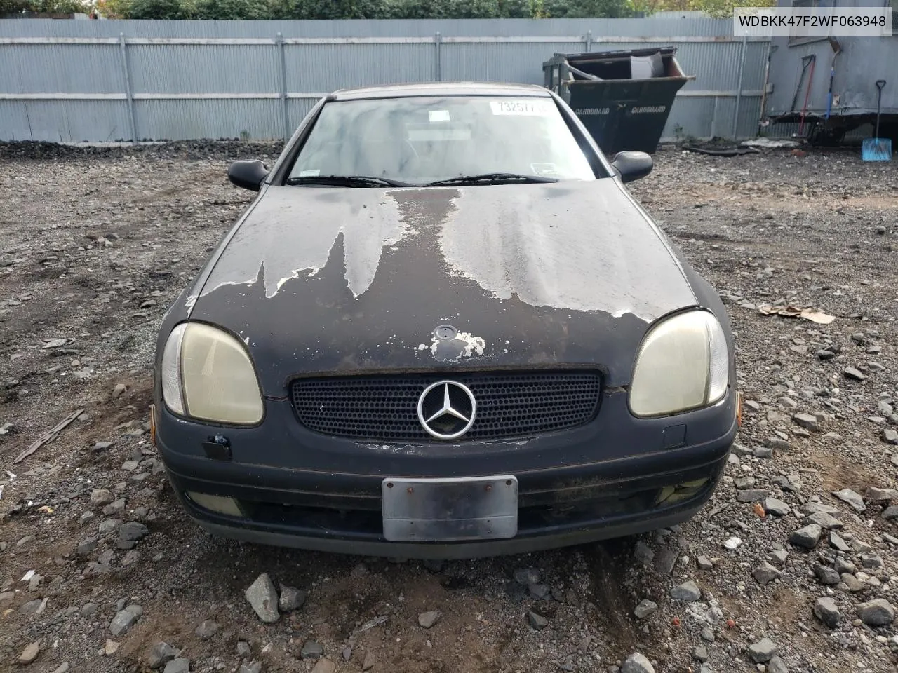 1998 Mercedes-Benz Slk 230 Kompressor VIN: WDBKK47F2WF063948 Lot: 73257714