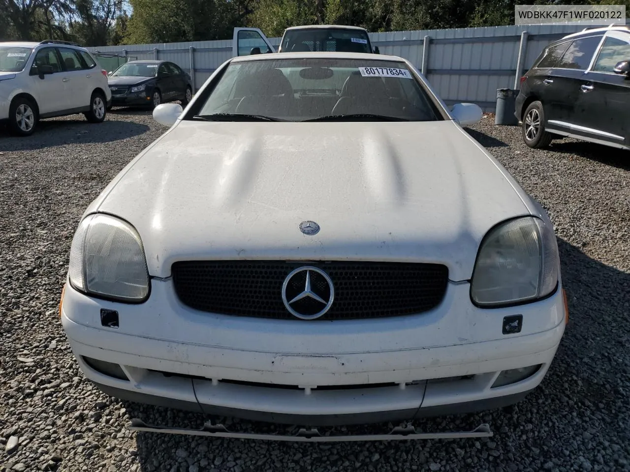 1998 Mercedes-Benz Slk 230 Kompressor VIN: WDBKK47F1WF020122 Lot: 80177834