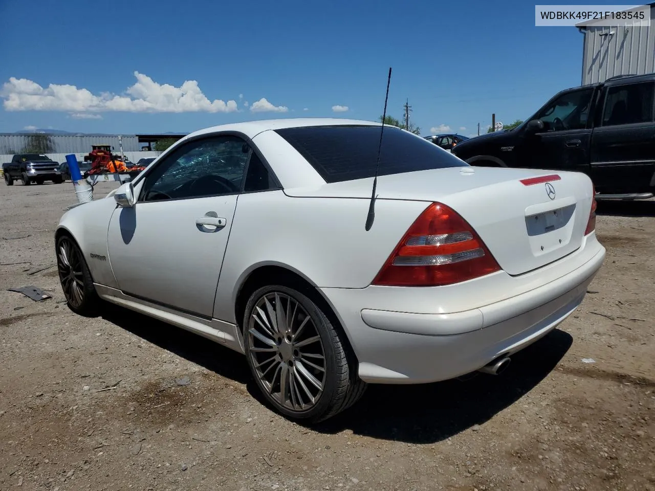 2001 Mercedes-Benz Slk 230 Kompressor VIN: WDBKK49F21F183545 Lot: 67540684