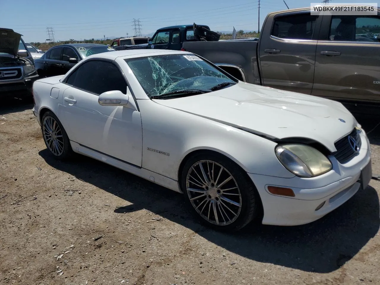 2001 Mercedes-Benz Slk 230 Kompressor VIN: WDBKK49F21F183545 Lot: 67540684