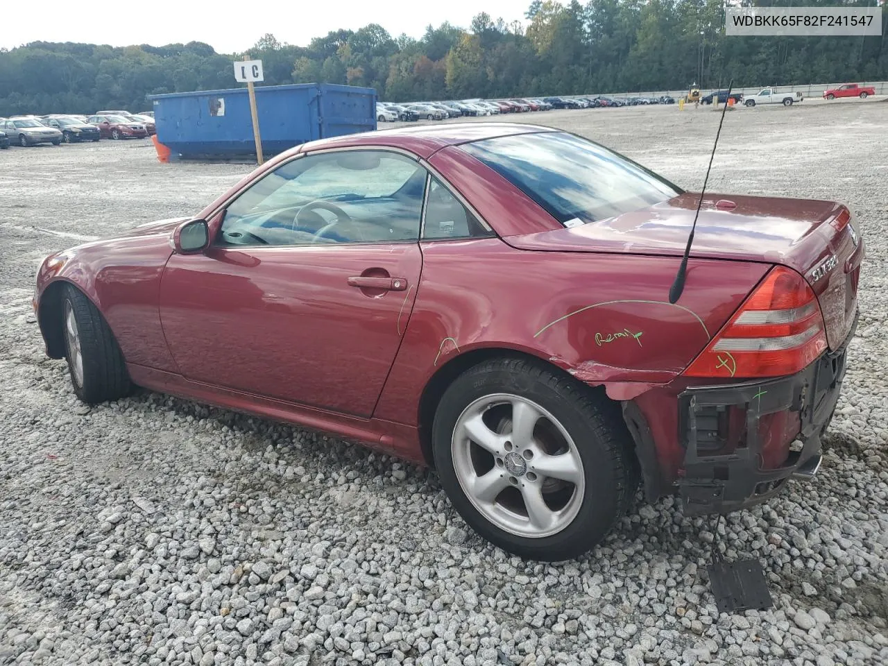 2002 Mercedes-Benz Slk 320 VIN: WDBKK65F82F241547 Lot: 73712834