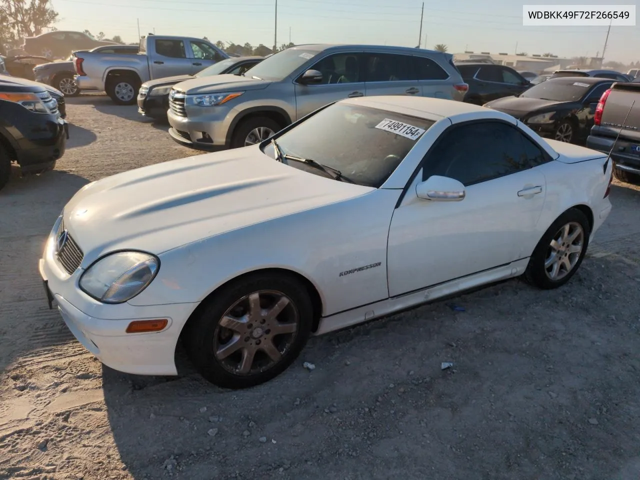 2002 Mercedes-Benz Slk 230 Kompressor VIN: WDBKK49F72F266549 Lot: 74991154