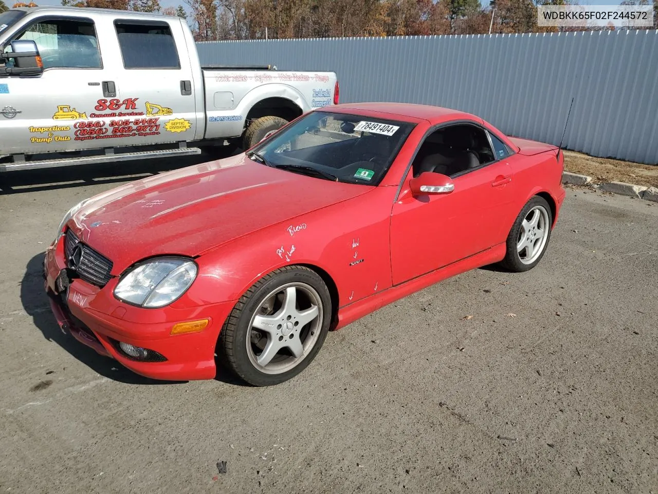 2002 Mercedes-Benz Slk 320 VIN: WDBKK65F02F244572 Lot: 78491404