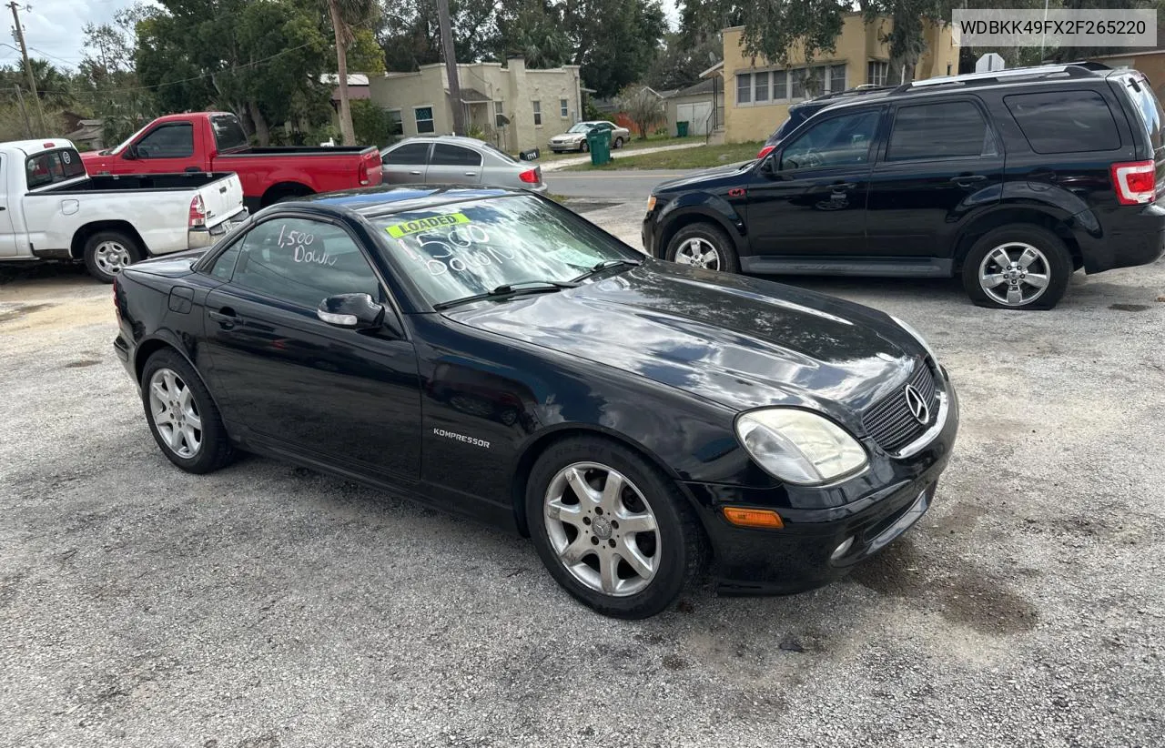 2002 Mercedes-Benz Slk 230 Kompressor VIN: WDBKK49FX2F265220 Lot: 79324194