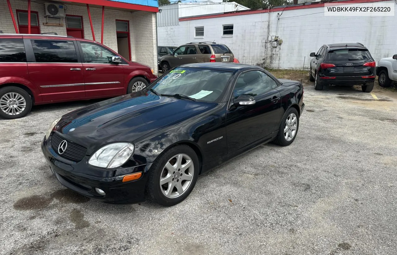 2002 Mercedes-Benz Slk 230 Kompressor VIN: WDBKK49FX2F265220 Lot: 79324194