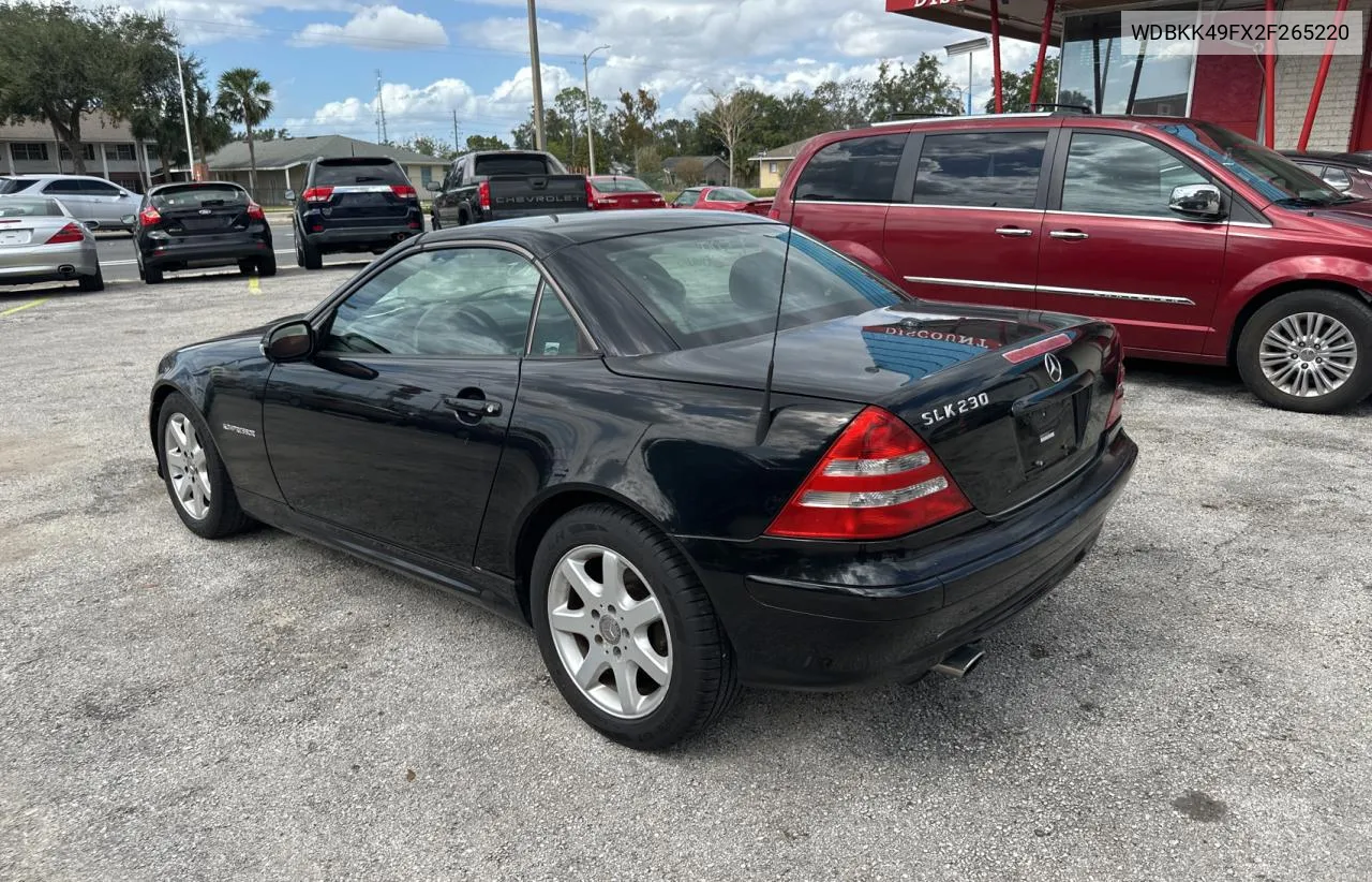 2002 Mercedes-Benz Slk 230 Kompressor VIN: WDBKK49FX2F265220 Lot: 79324194