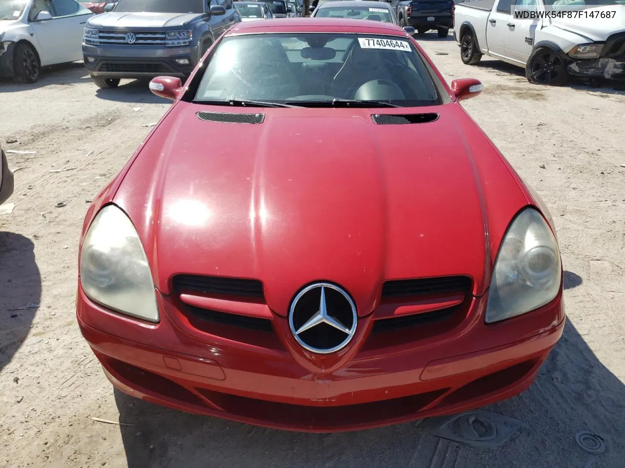 2007 Mercedes-Benz Slk 280 VIN: WDBWK54F87F147687 Lot: 77404644