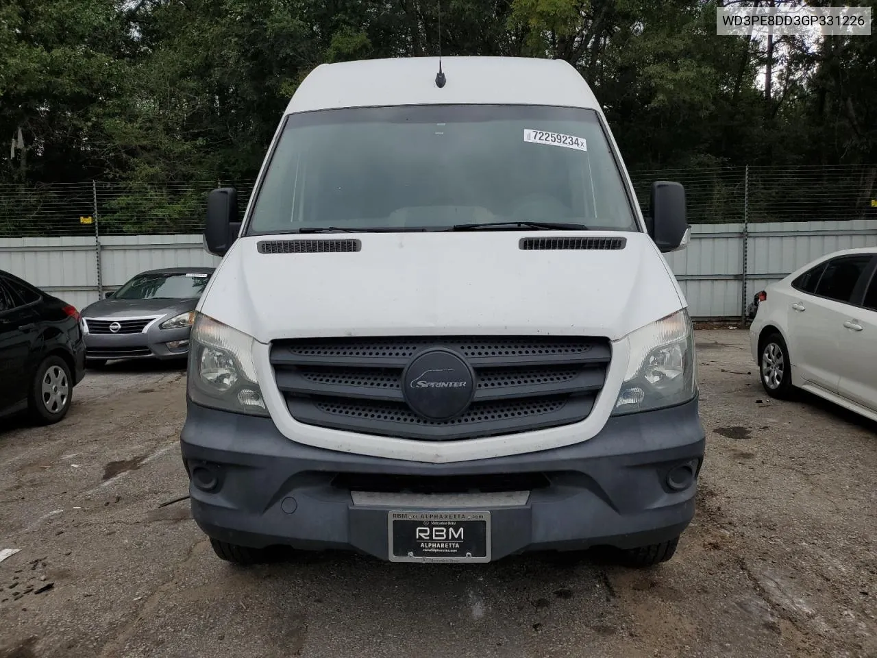 2016 Mercedes-Benz Sprinter 2500 VIN: WD3PE8DD3GP331226 Lot: 72259234