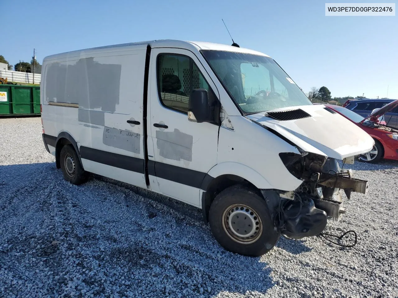 2016 Mercedes-Benz Sprinter 2500 VIN: WD3PE7DD0GP322476 Lot: 74640334