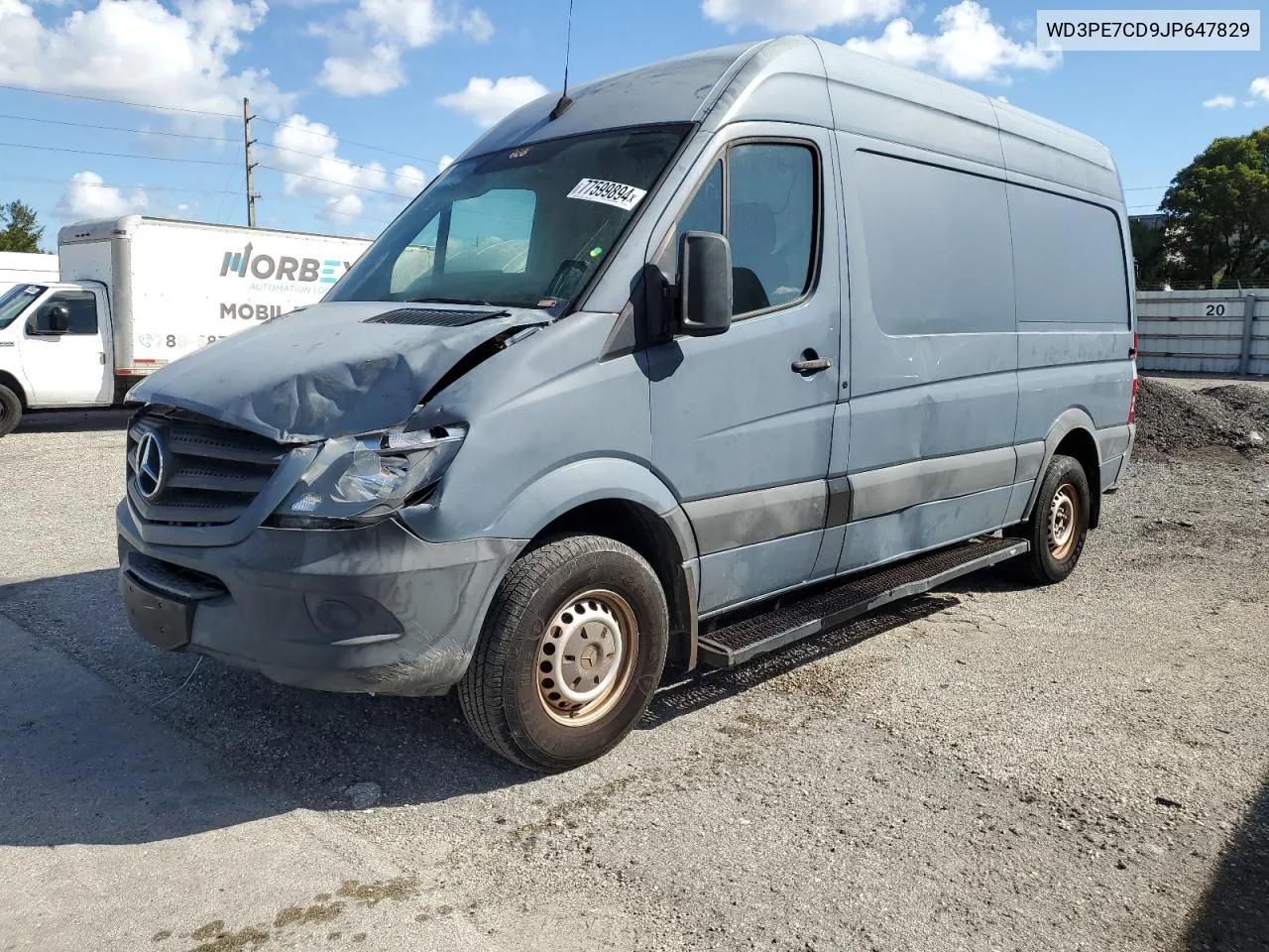 2018 Mercedes-Benz Sprinter 2500 VIN: WD3PE7CD9JP647829 Lot: 77599894