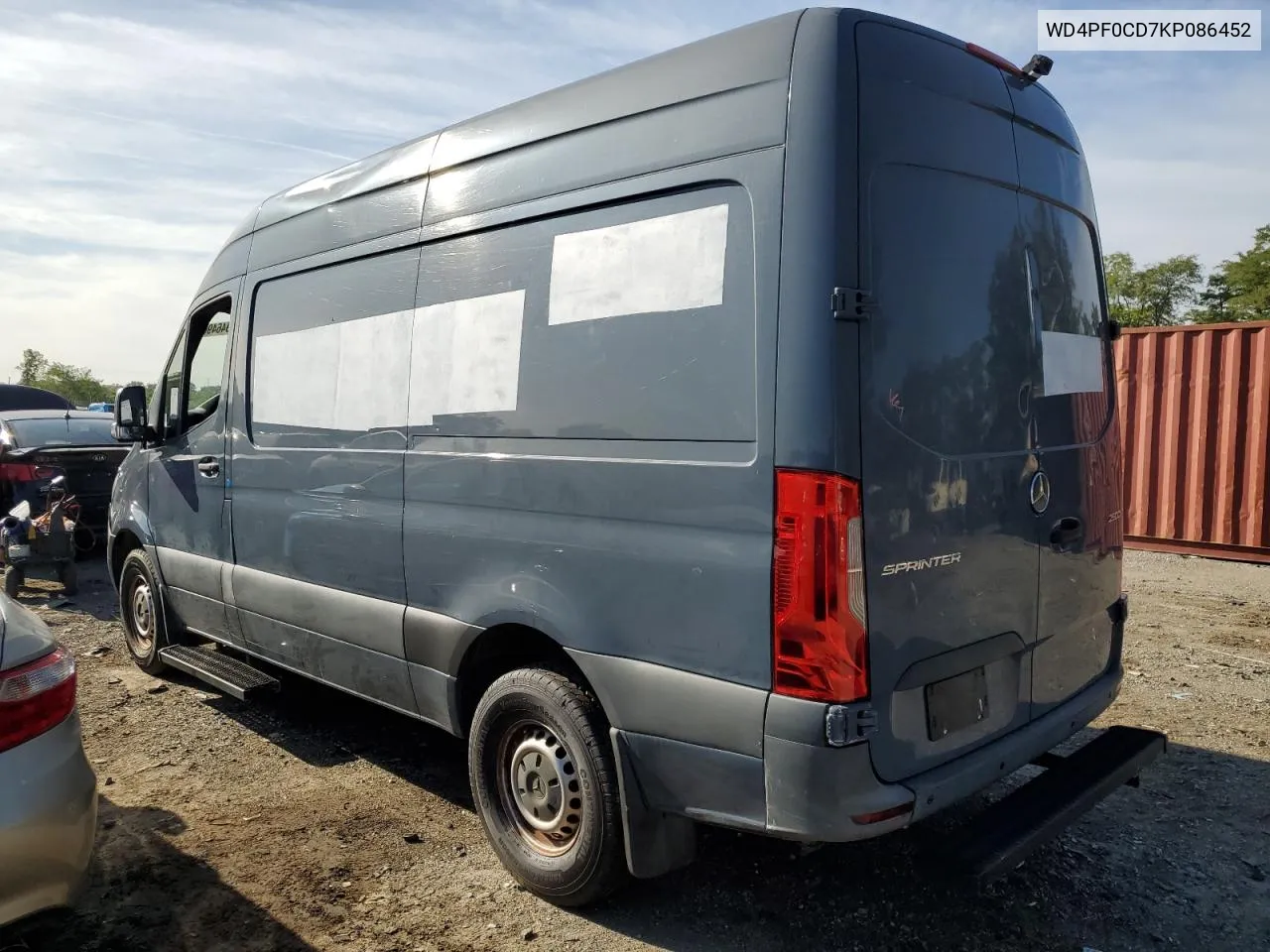 2019 Mercedes-Benz Sprinter 2500/3500 VIN: WD4PF0CD7KP086452 Lot: 69464964