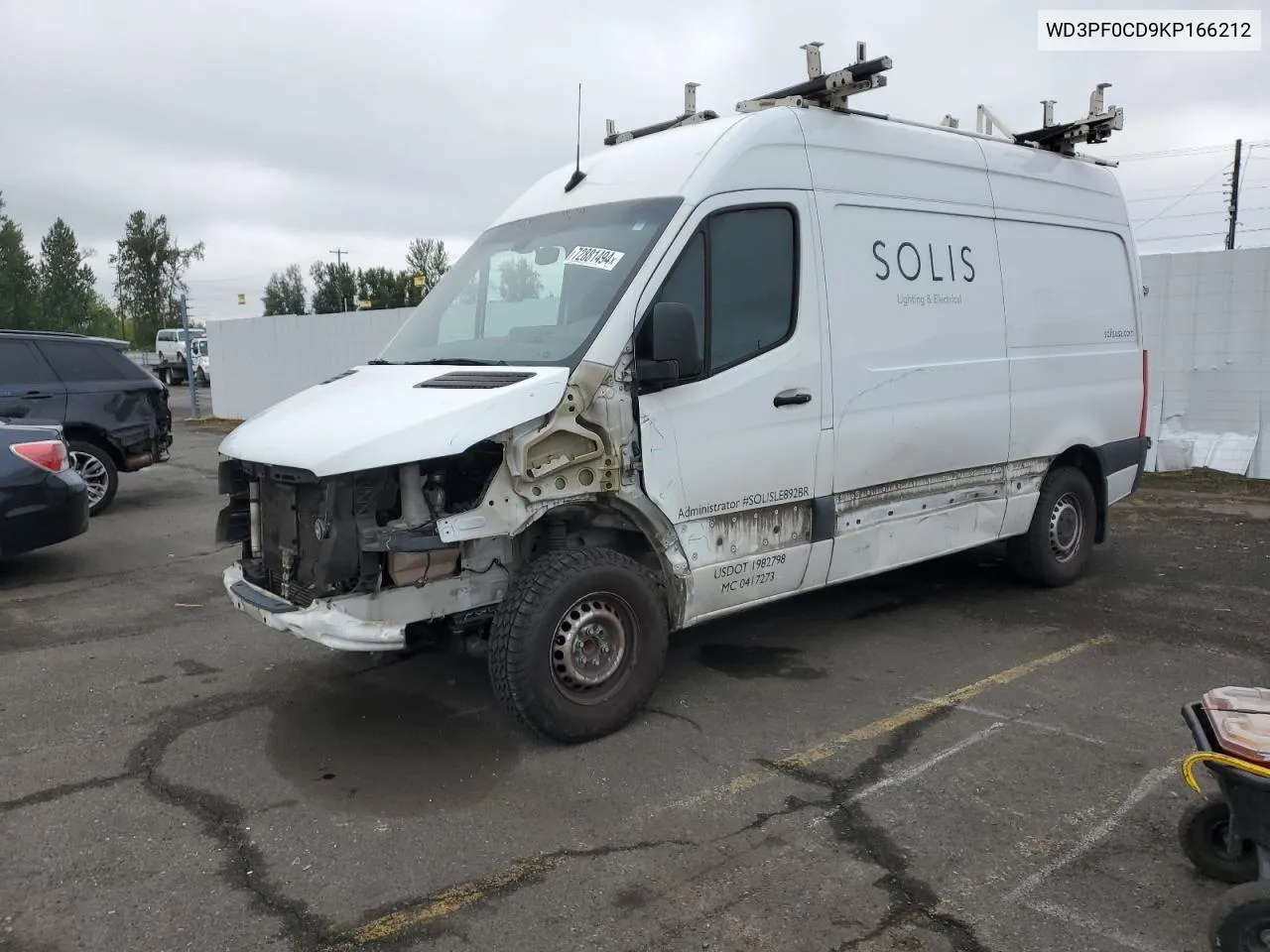 2019 Mercedes-Benz Sprinter 2500/3500 VIN: WD3PF0CD9KP166212 Lot: 72881494