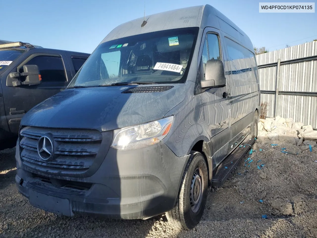 2019 Mercedes-Benz Sprinter 2500/3500 VIN: WD4PF0CD1KP074135 Lot: 74941484