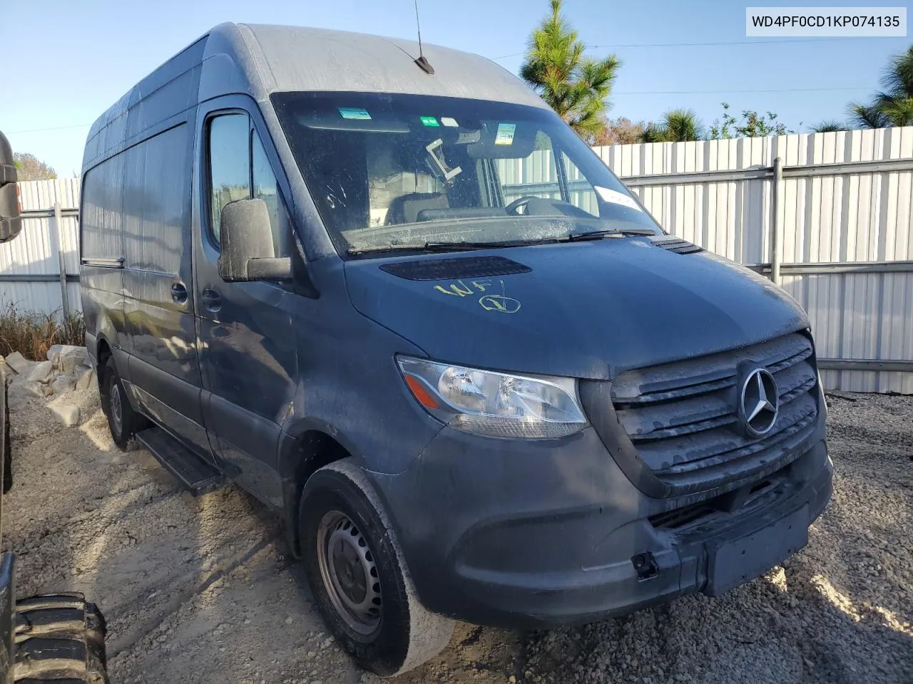 2019 Mercedes-Benz Sprinter 2500/3500 VIN: WD4PF0CD1KP074135 Lot: 74941484