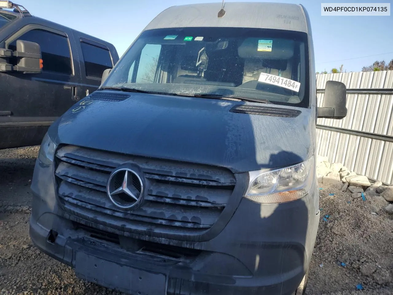 2019 Mercedes-Benz Sprinter 2500/3500 VIN: WD4PF0CD1KP074135 Lot: 74941484