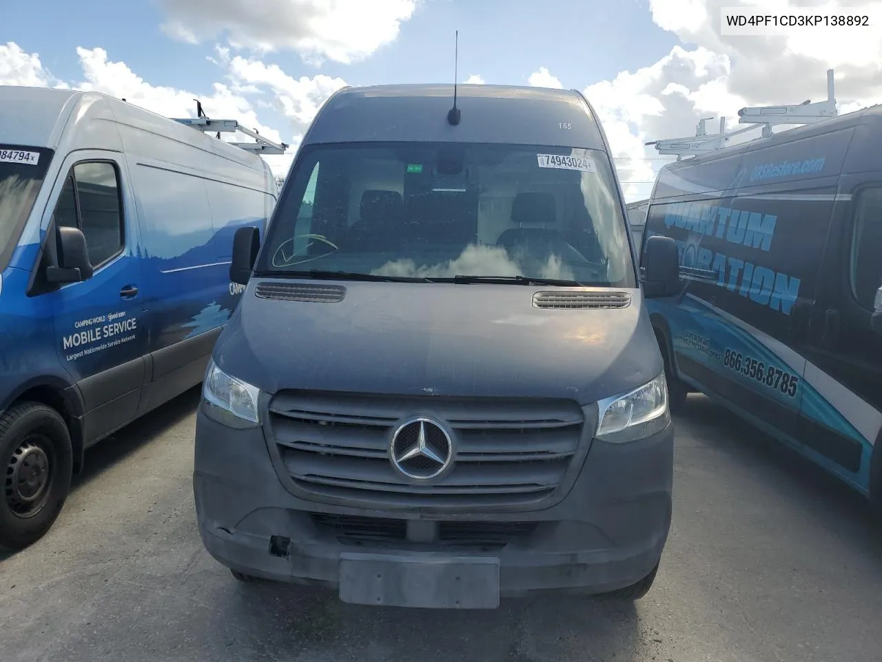 2019 Mercedes-Benz Sprinter 2500/3500 VIN: WD4PF1CD3KP138892 Lot: 74943024