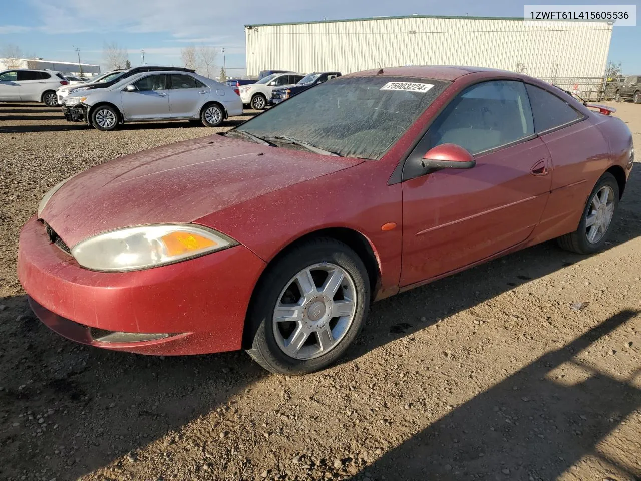 2001 Mercury Cougar V6 VIN: 1ZWFT61L415605536 Lot: 75903224