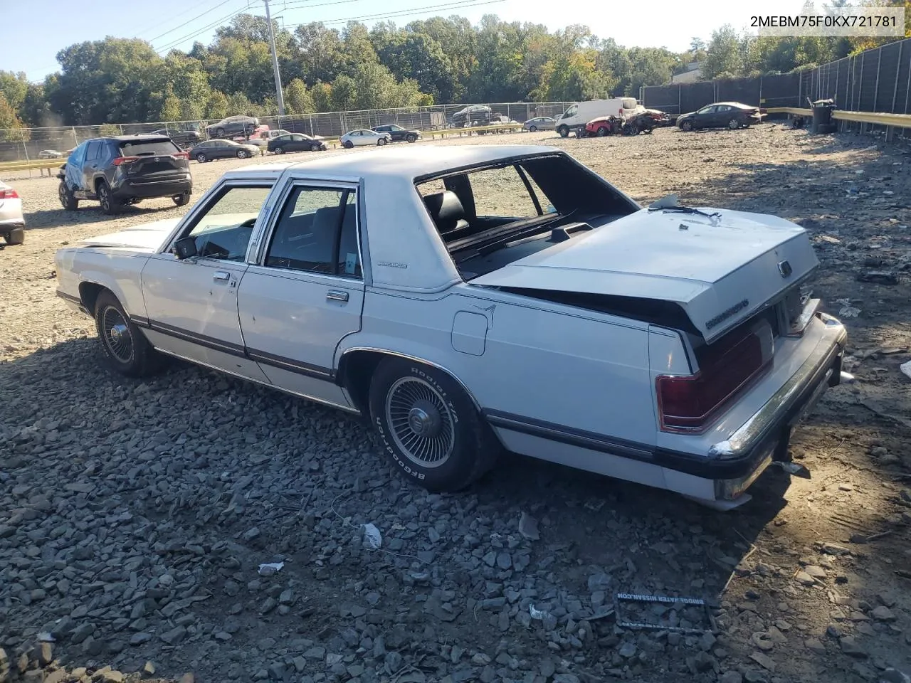 1989 Mercury Grand Marquis Ls VIN: 2MEBM75F0KX721781 Lot: 75904514