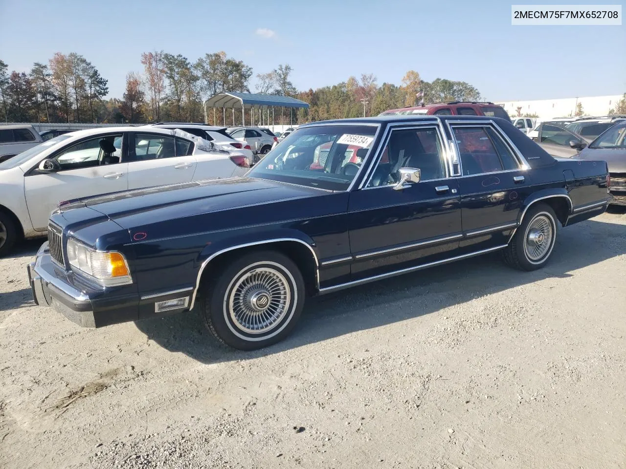 1991 Mercury Grand Marquis Ls VIN: 2MECM75F7MX652708 Lot: 77559734