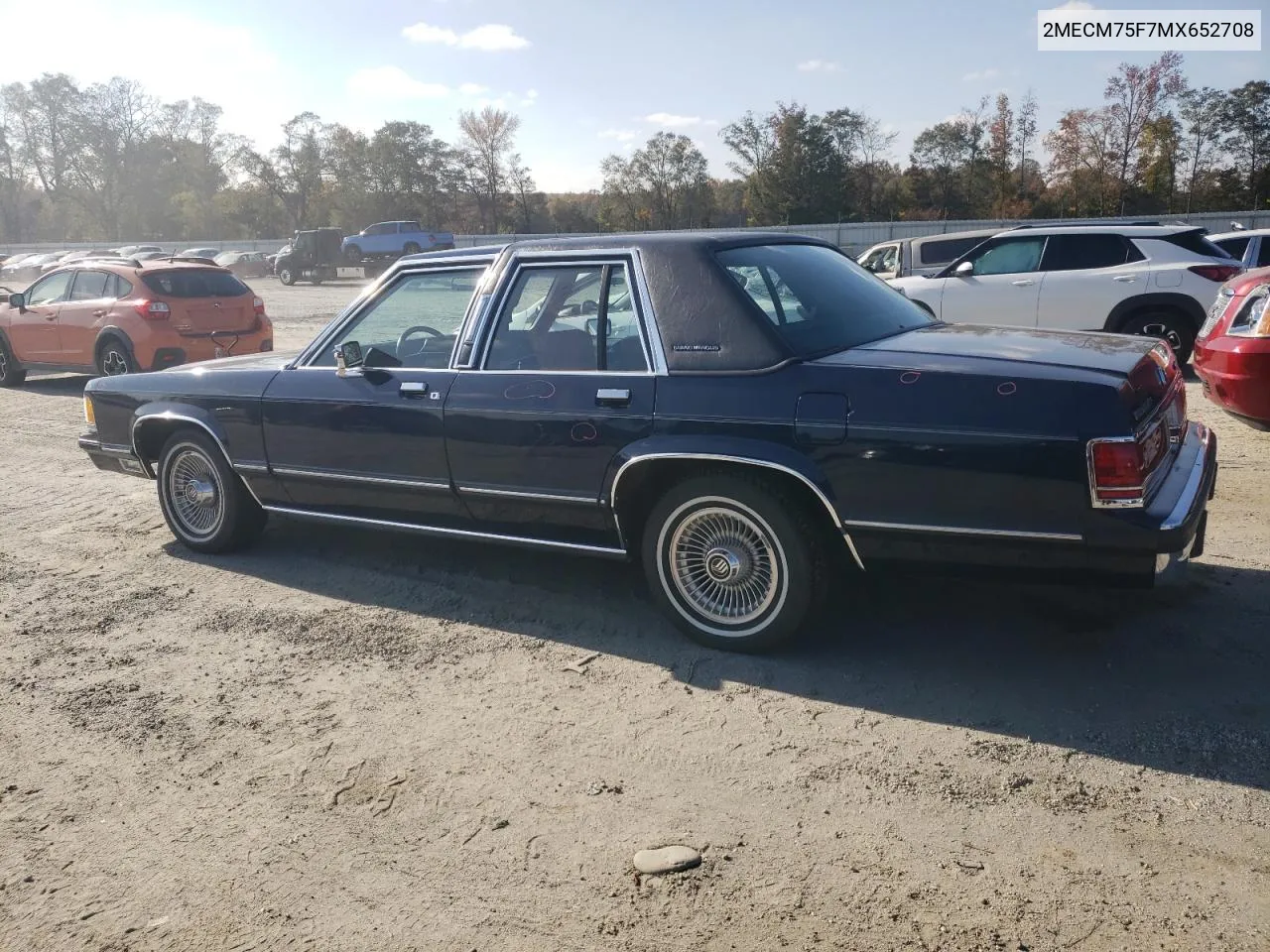 1991 Mercury Grand Marquis Ls VIN: 2MECM75F7MX652708 Lot: 77559734