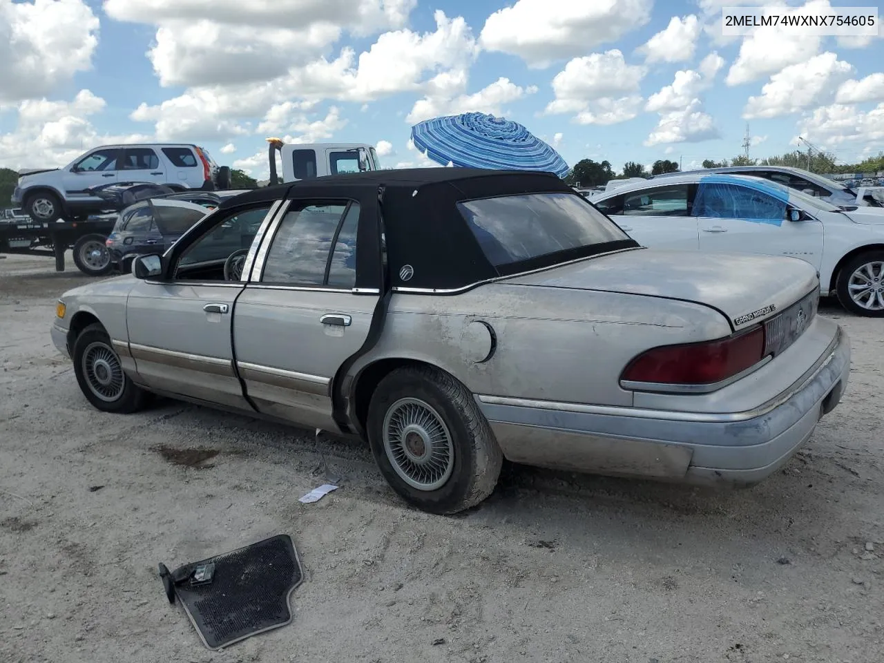 1992 Mercury Grand Marquis Gs VIN: 2MELM74WXNX754605 Lot: 72594934