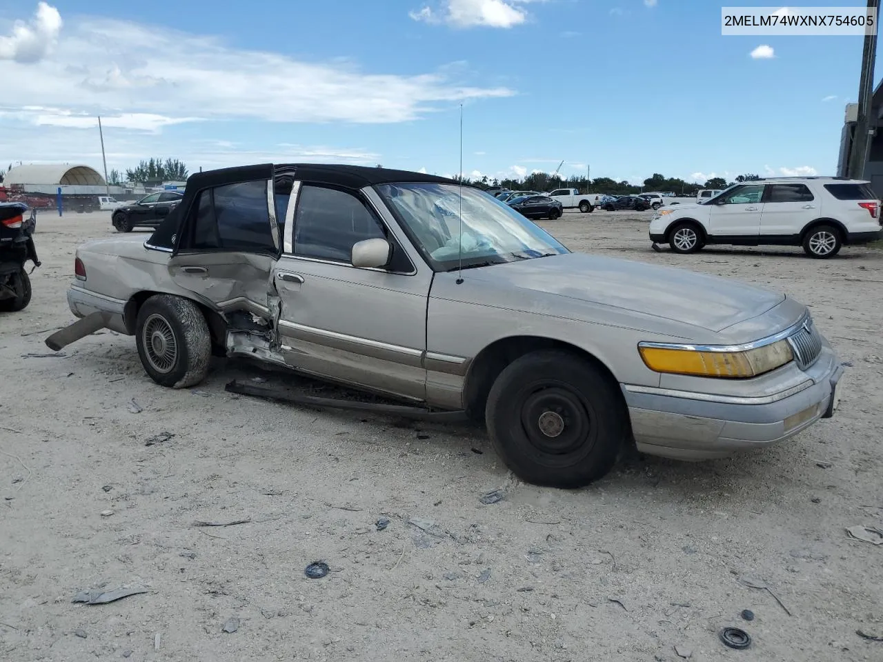 1992 Mercury Grand Marquis Gs VIN: 2MELM74WXNX754605 Lot: 72594934