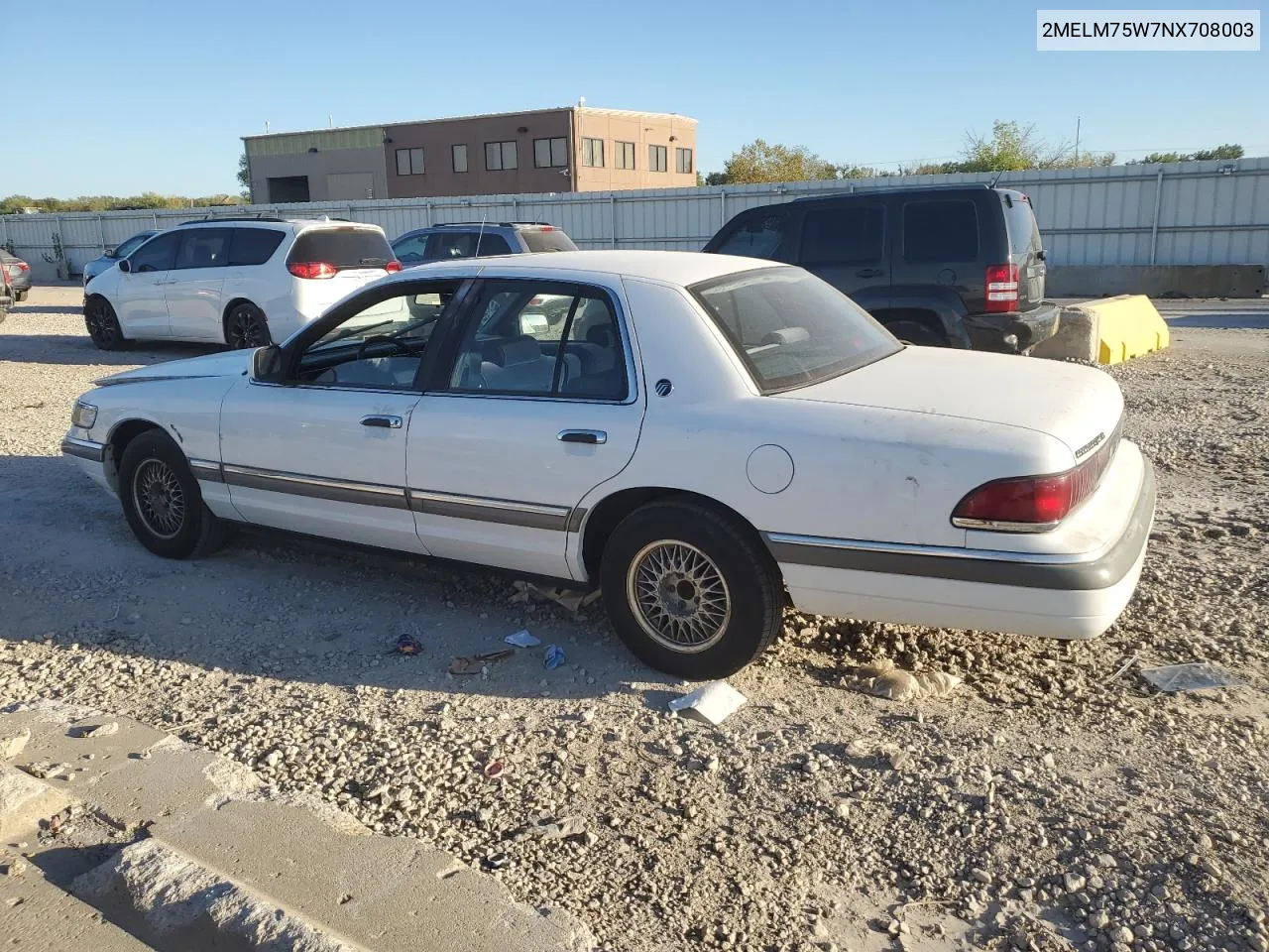 1992 Mercury Grand Marquis Ls VIN: 2MELM75W7NX708003 Lot: 73731034