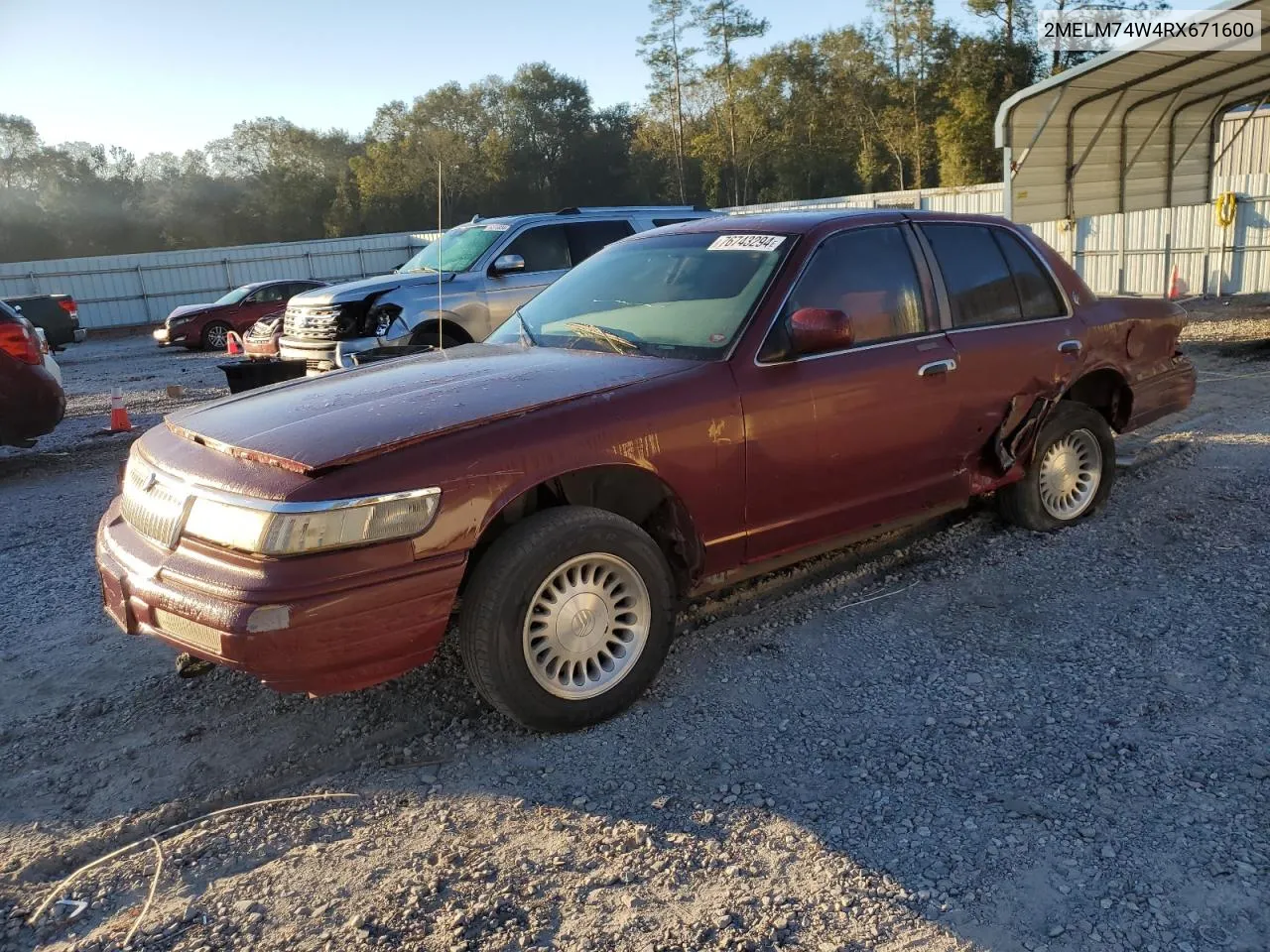 1994 Mercury Grand Marquis Gs VIN: 2MELM74W4RX671600 Lot: 76743294