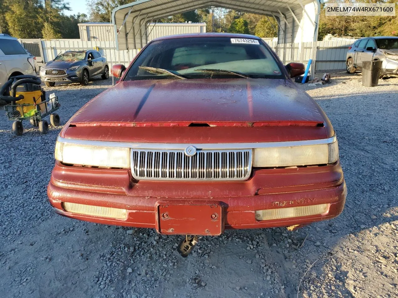 1994 Mercury Grand Marquis Gs VIN: 2MELM74W4RX671600 Lot: 76743294