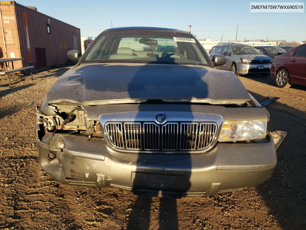 1998 Mercury Grand Marquis Ls VIN: 2MEFM75W7WX690519 Lot: 76008404