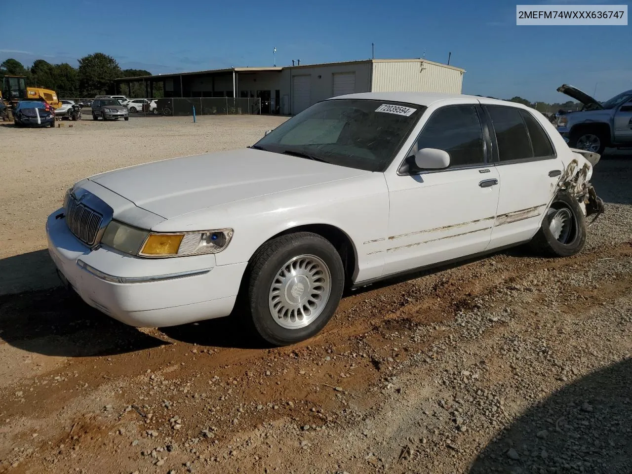 1999 Mercury Grand Marquis Gs VIN: 2MEFM74WXXX636747 Lot: 72039594