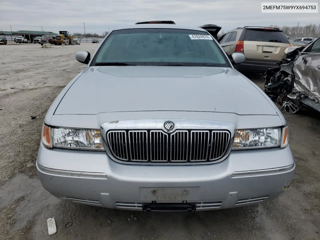 2000 Mercury Grand Marquis Ls VIN: 2MEFM75W9YX694753 Lot: 47624974