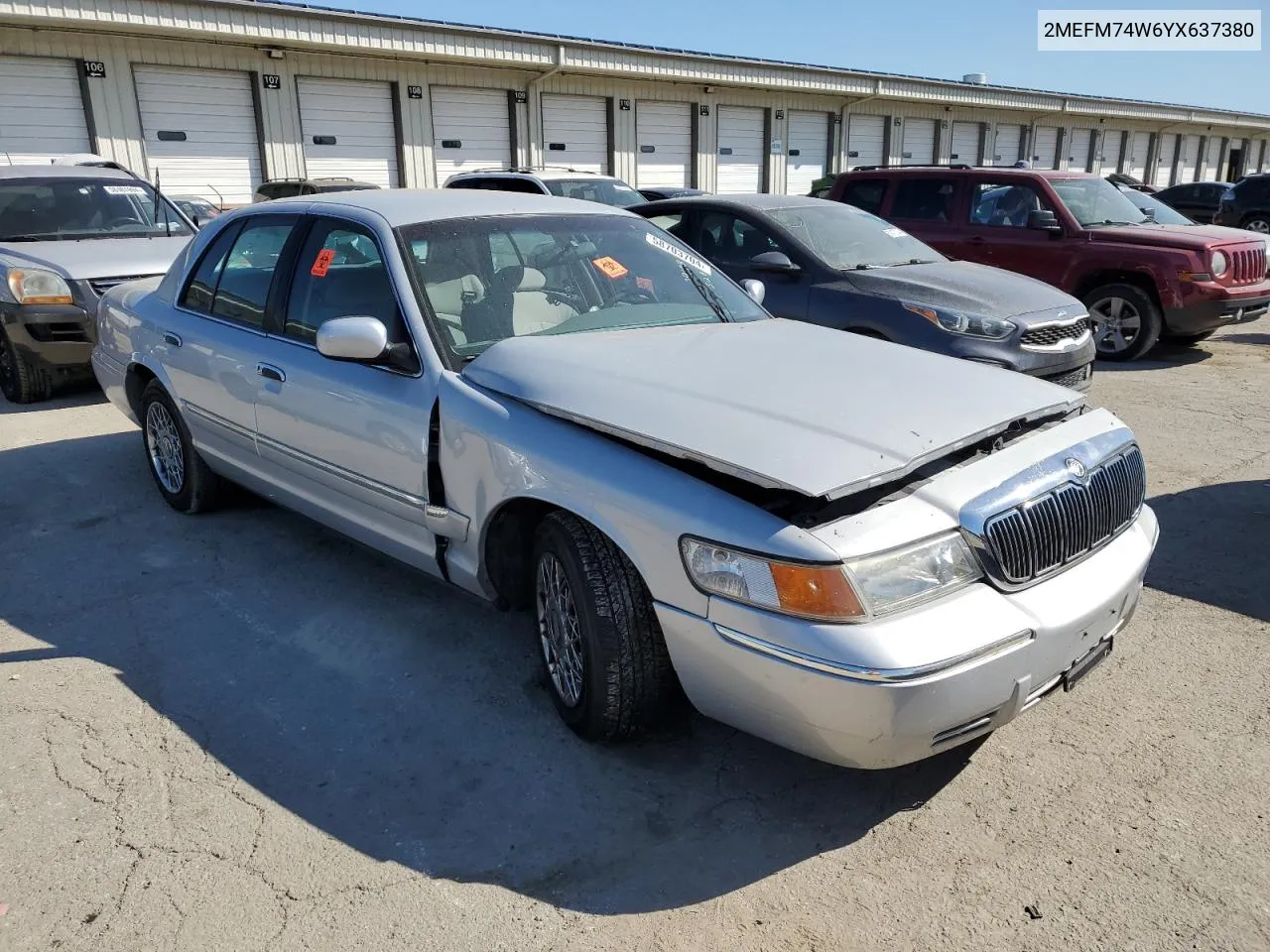 2000 Mercury Grand Marquis Gs VIN: 2MEFM74W6YX637380 Lot: 58703704