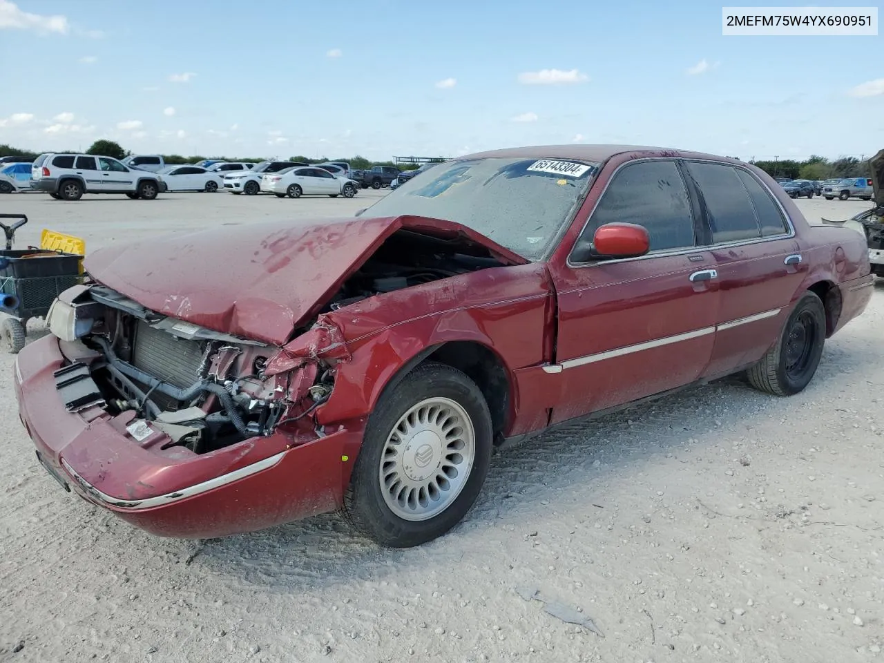 2000 Mercury Grand Marquis Ls VIN: 2MEFM75W4YX690951 Lot: 65143304