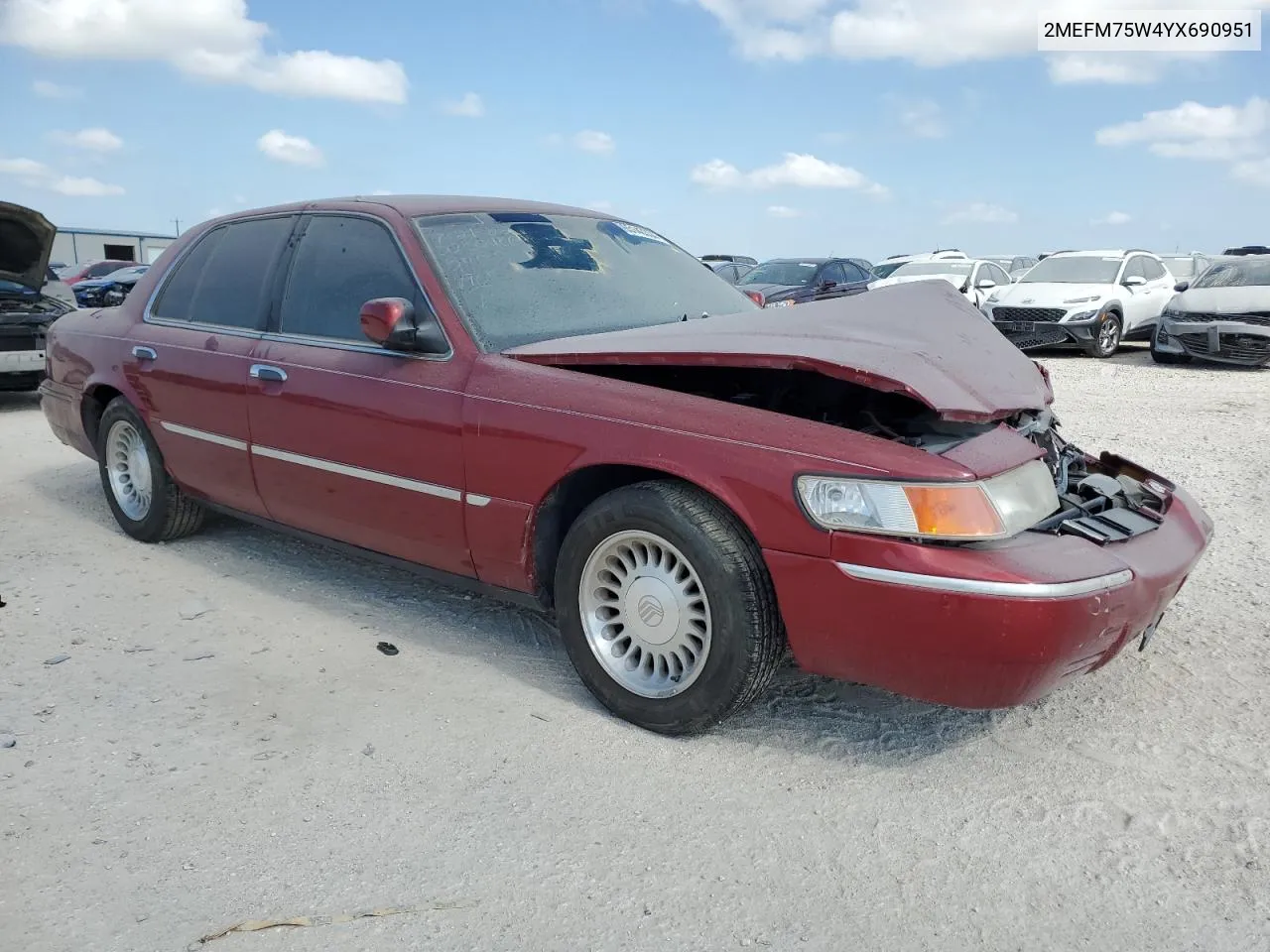 2000 Mercury Grand Marquis Ls VIN: 2MEFM75W4YX690951 Lot: 65143304