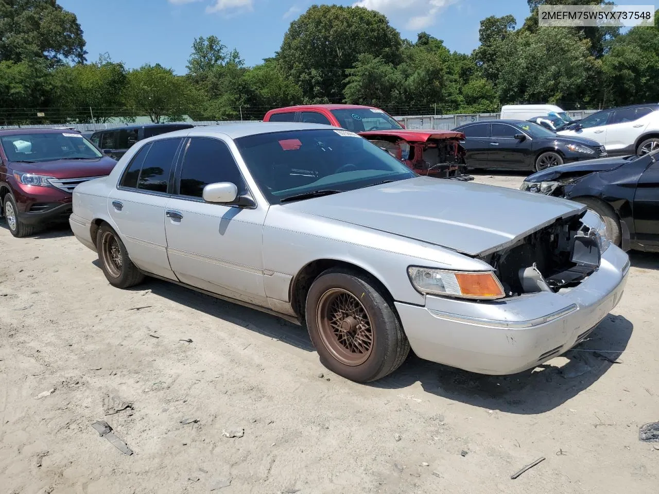 2000 Mercury Grand Marquis Ls VIN: 2MEFM75W5YX737548 Lot: 65756444