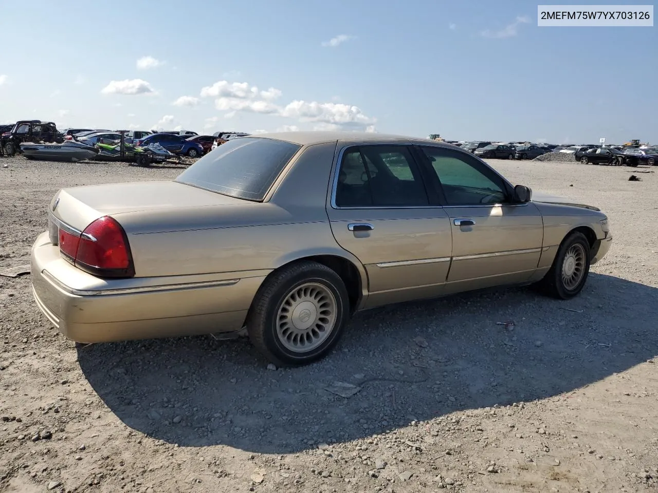 2000 Mercury Grand Marquis Ls VIN: 2MEFM75W7YX703126 Lot: 66594094