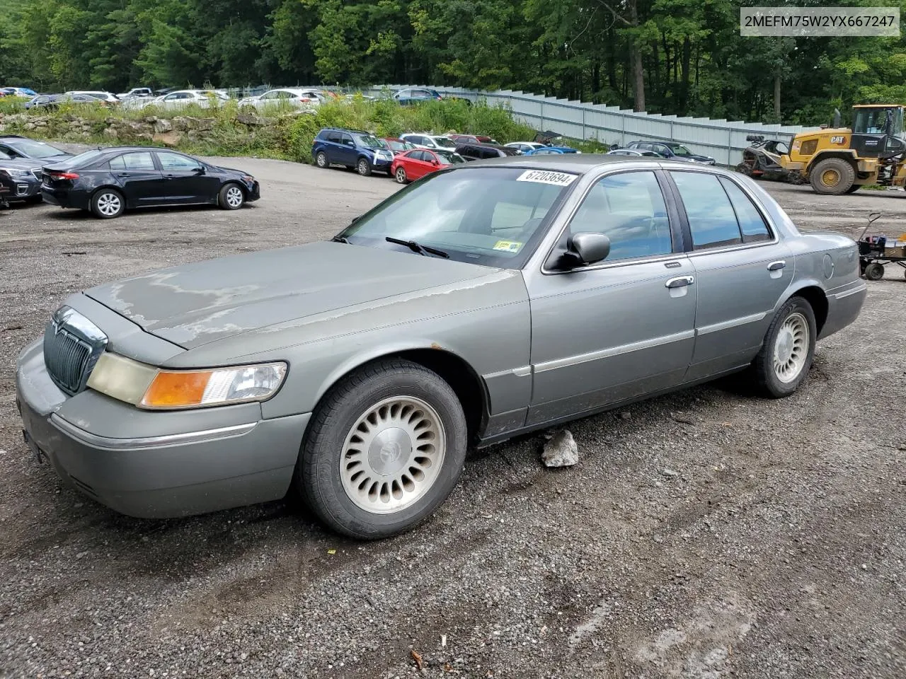 2000 Mercury Grand Marquis Ls VIN: 2MEFM75W2YX667247 Lot: 67203694