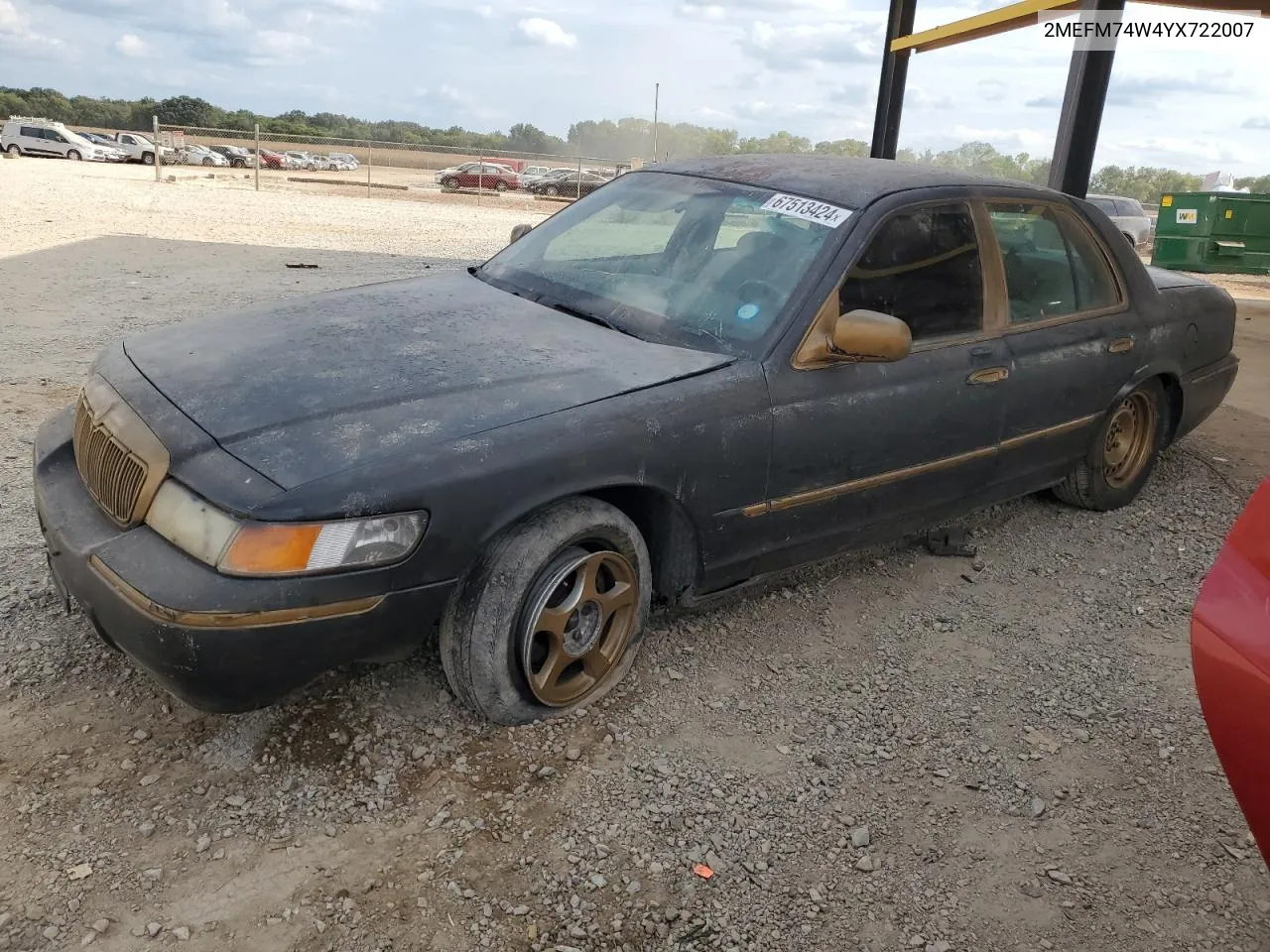 2000 Mercury Grand Marquis Gs VIN: 2MEFM74W4YX722007 Lot: 67513424